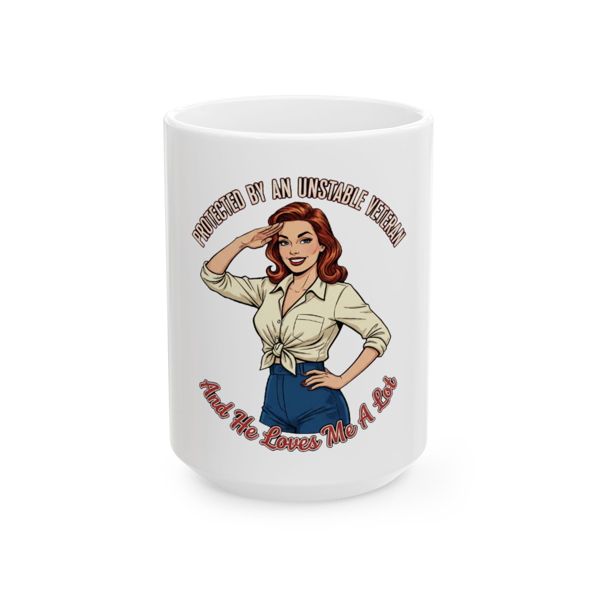 Protected by an Unstable Veteran Ceramic Mug, (11oz, 15oz) - Image 3