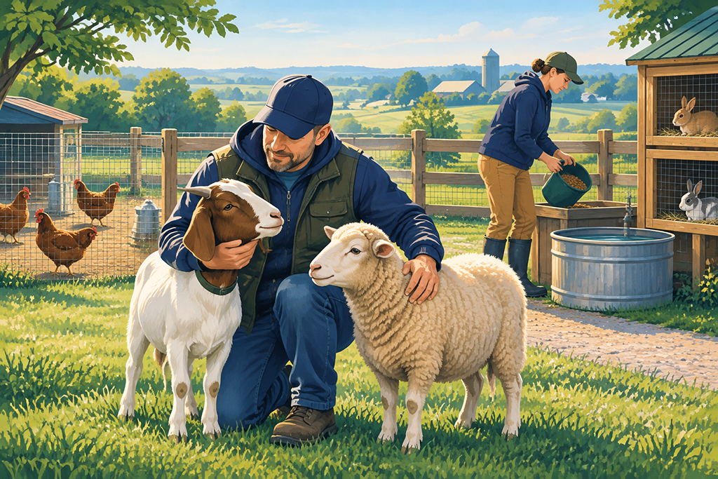 Veterans tending and caring for animals